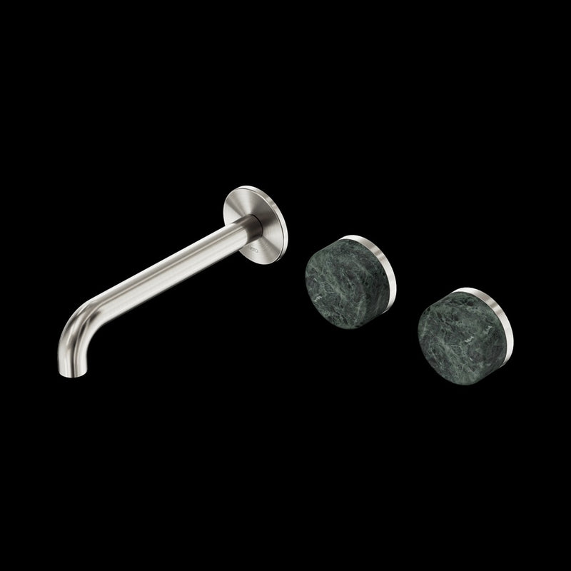 Nero Serenity Wall Basin Set Offset Spout With Verde Alpi Handle