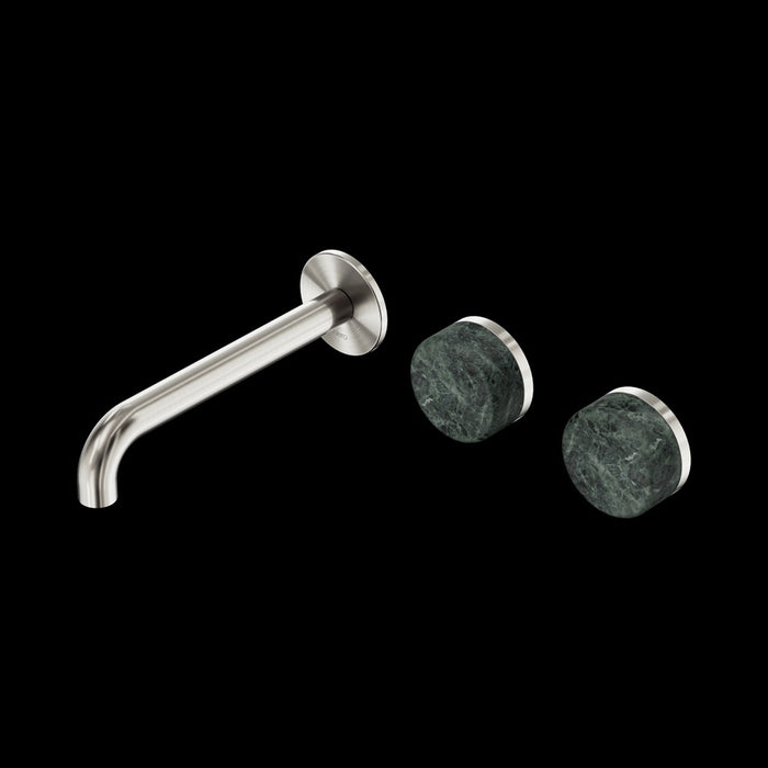 Nero Serenity Wall Basin Set Offset Spout With Verde Alpi Handle