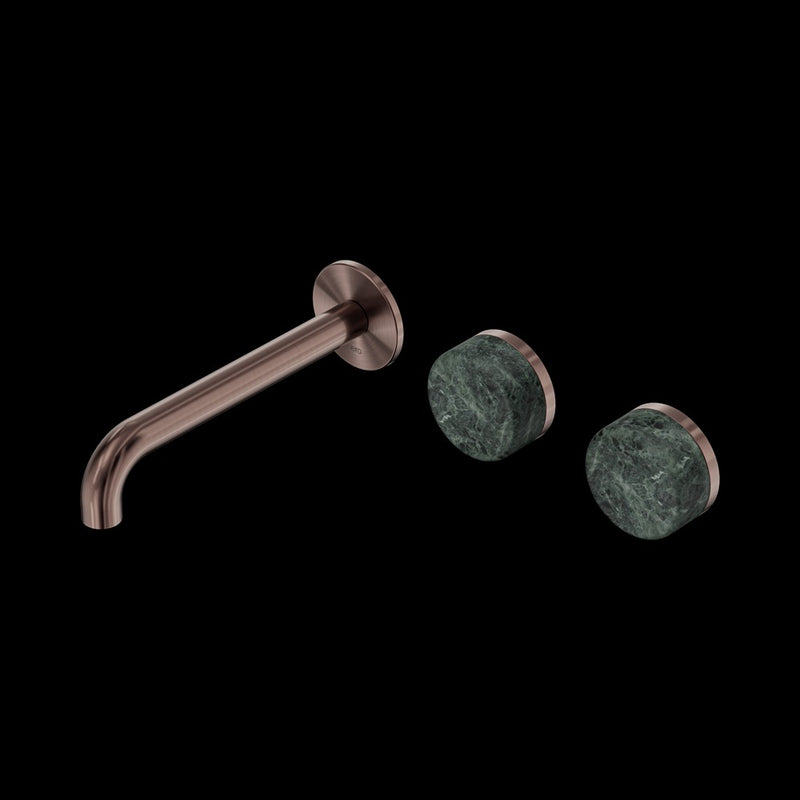 Nero Serenity Wall Basin Set Offset Spout With Verde Alpi Handle