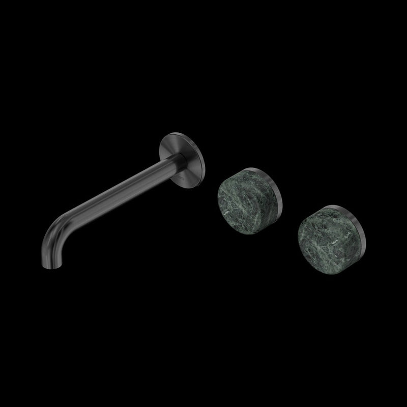 Nero Serenity Wall Basin Set Offset Spout With Verde Alpi Handle