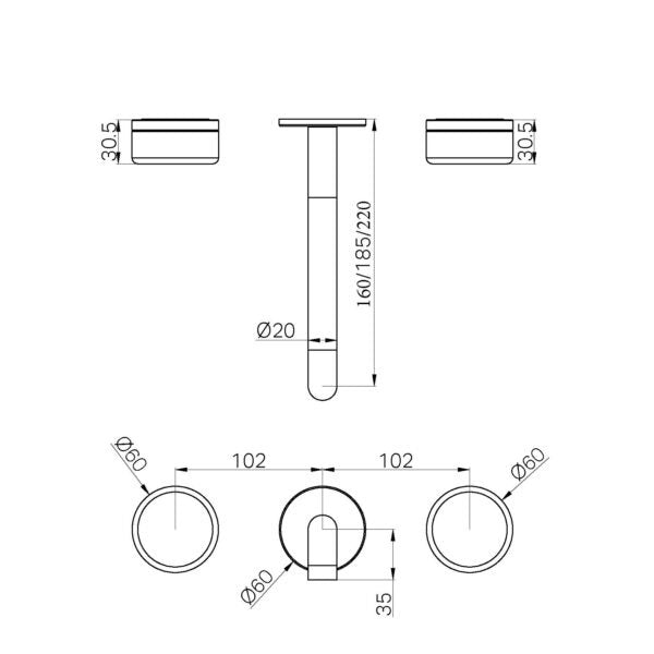 Nero Serenity Wall Basin Set Spout With Verde Alpi Handle Trim Kit (Requires In Wall Body 24C020)
