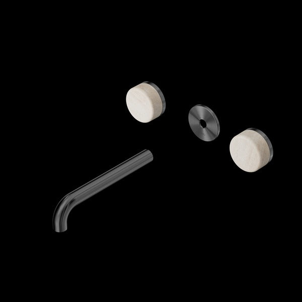Nero Serenity Wall Basin Set Spout With Rome Travertine Handle Trim Kit (Requires In Wall Body 24C020)