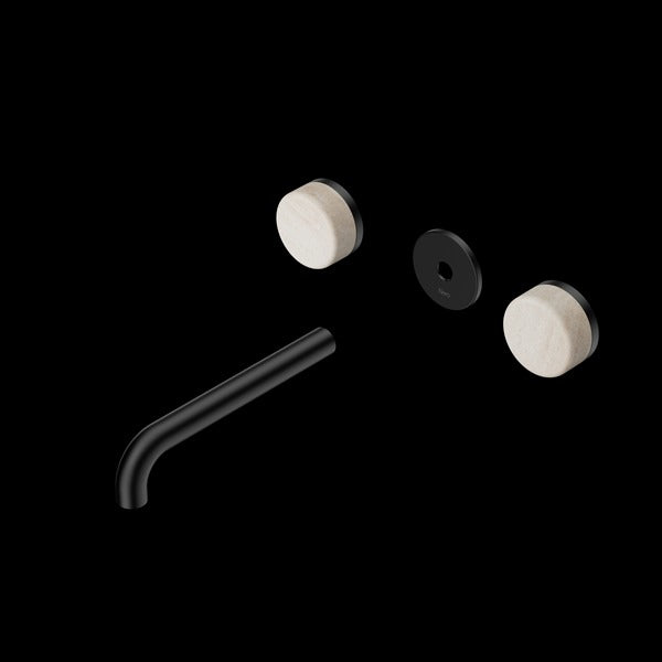 Nero Serenity Wall Basin Set Spout With Rome Travertine Handle Trim Kit (Requires In Wall Body 24C020)