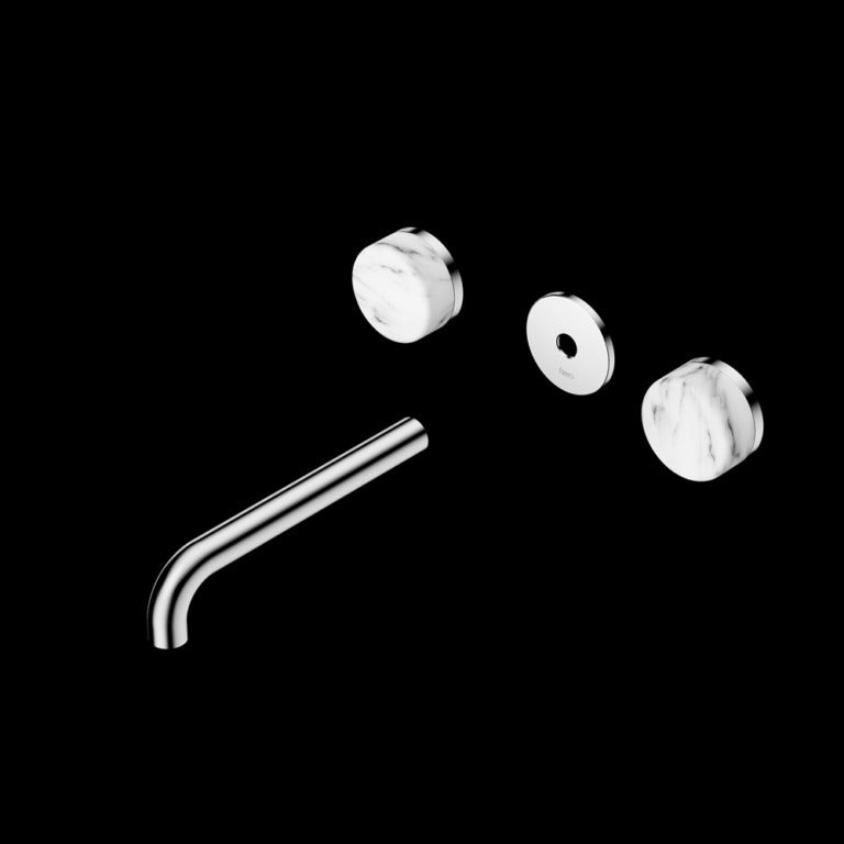 Nero Serenity Wall Basin Set Spout With Arabescato Corchia Handle Trim Kit (Requires In Wall Body 24C020)