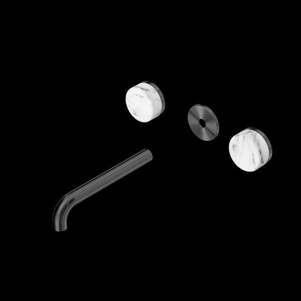 Nero Serenity Wall Basin Set Spout With Arabescato Corchia Handle Trim Kit (Requires In Wall Body 24C020)