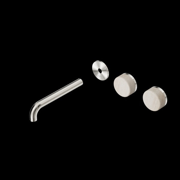 Nero Serenity Wall Basin Set Offset spout With Rome Travertine Handle Trim Kit (Requires In Wall Body 24C020)