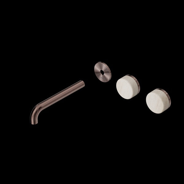 Nero Serenity Wall Basin Set Offset spout With Rome Travertine Handle Trim Kit (Requires In Wall Body 24C020)