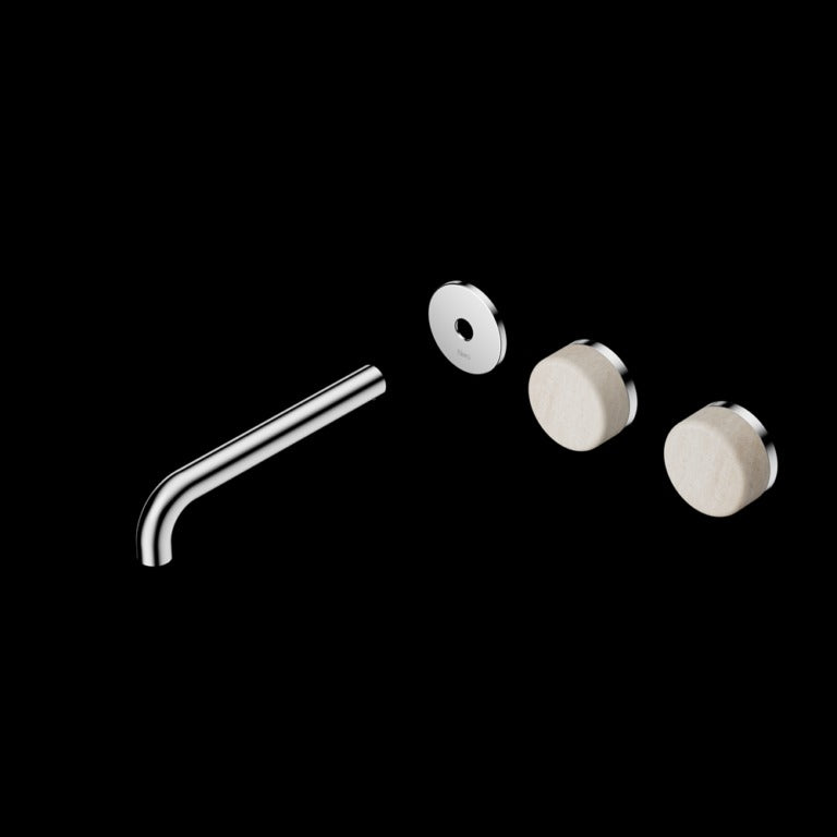 Nero Serenity Wall Basin Set Offset spout With Rome Travertine Handle Trim Kit (Requires In Wall Body 24C020)