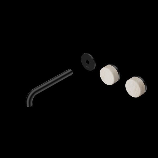 Nero Serenity Wall Basin Set Offset spout With Rome Travertine Handle Trim Kit (Requires In Wall Body 24C020)