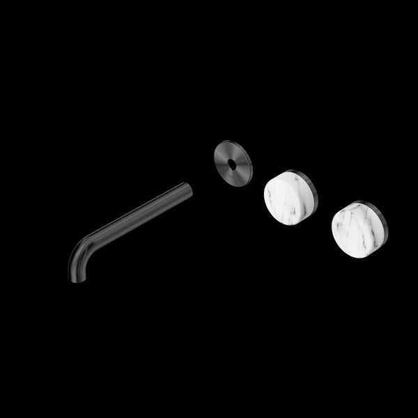 Nero Serenity Wall Basin Set Offset spout With Arabescato Corchia Handle Trim Kit (Requires In Wall Body 24C020)