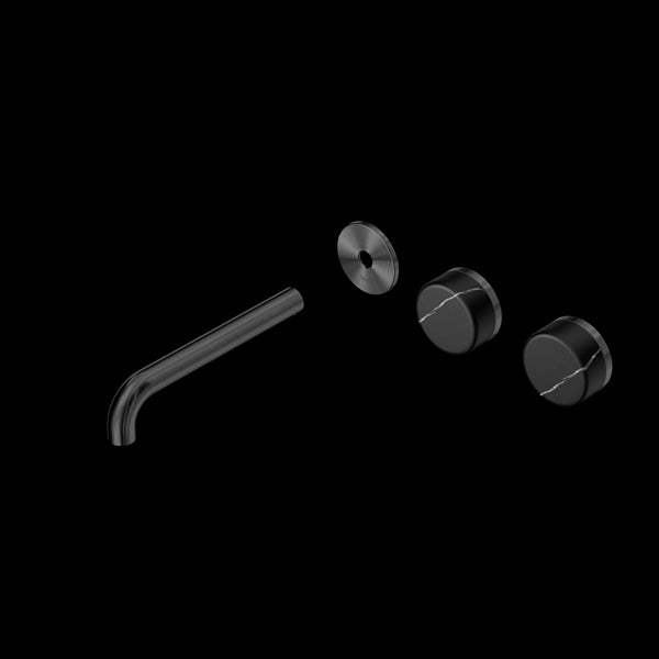 Nero Serenity Wall Basin Set Offset spout With Marquina Black Handle Trim Kit (Requires In Wall Body 24C020)