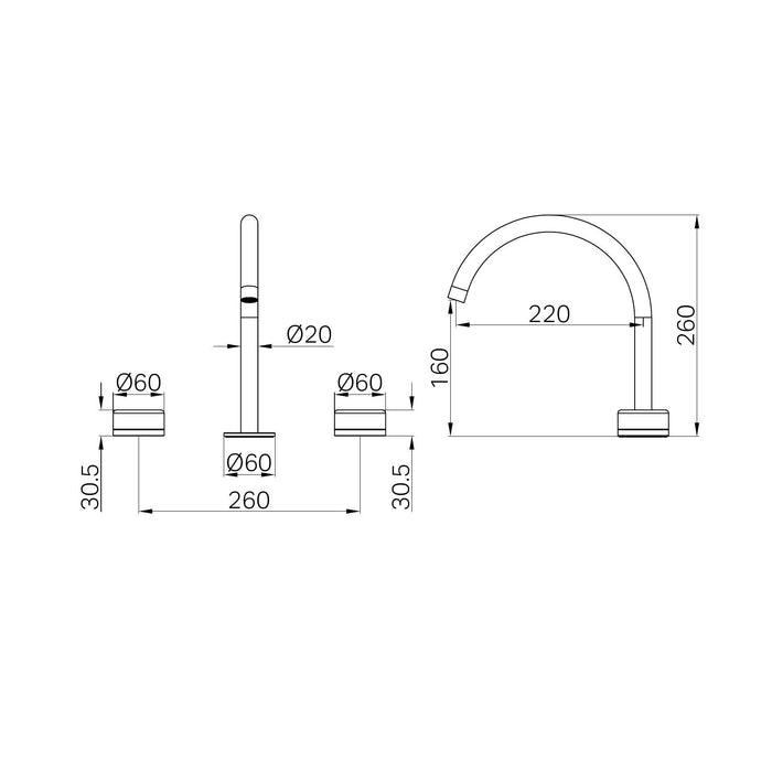 Nero Serenity Bath/kitchen Set Arc Spout with Marquina Black Handle