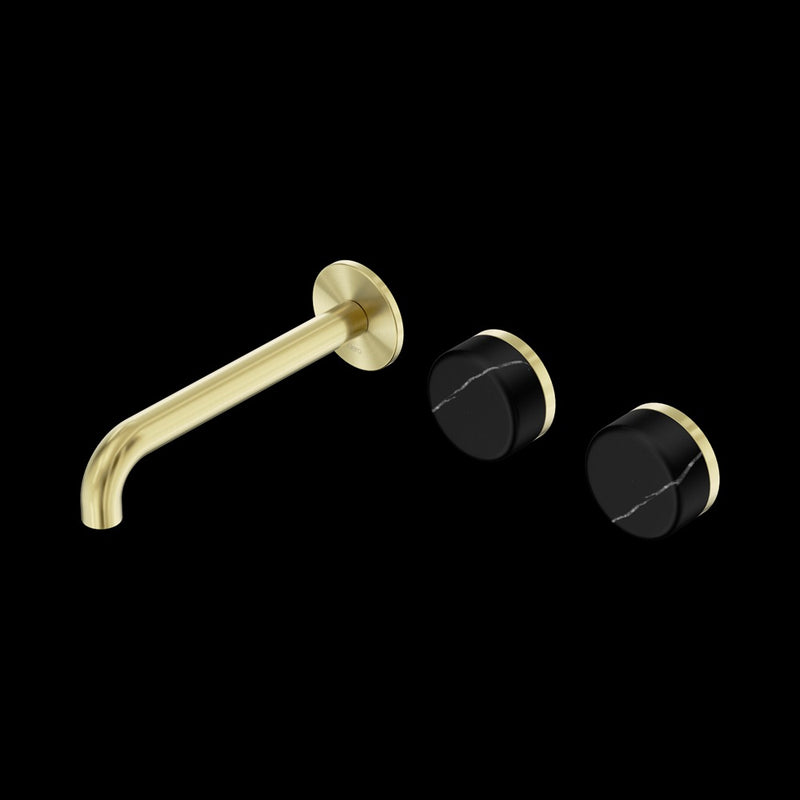 Nero Serenity Wall Basin Set Offset Spout With Marquina Black Handle