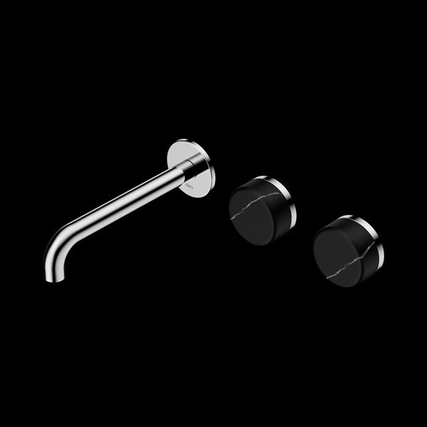 Nero Serenity Wall Basin Set Offset Spout With Marquina Black Handle