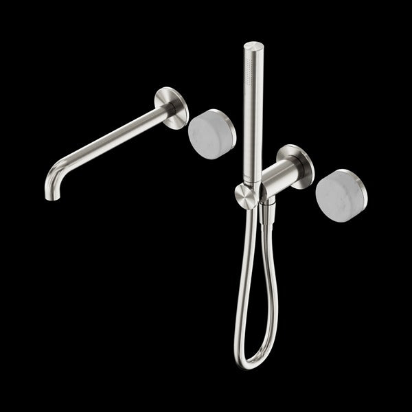 Nero Serenity Progressive Shower System with Spout with Carrara Handle and Slim Shower