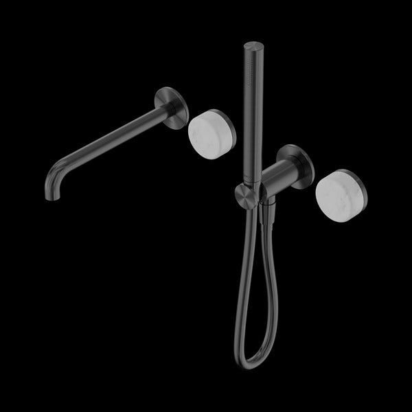 Nero Serenity Progressive Shower System with Spout with Carrara Handle and Slim Shower