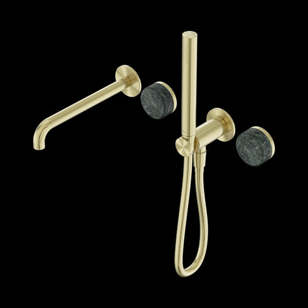 Nero Serenity Progressive Shower System With Spout With Verde Alpi Handle And Slim Shower