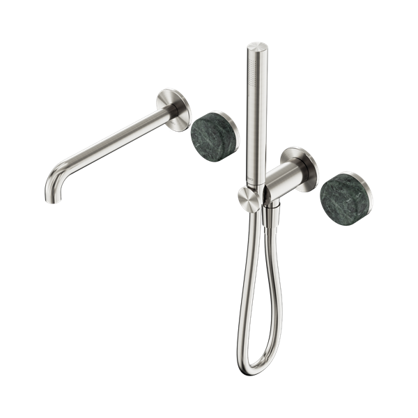 Nero Serenity Progressive Shower System With Spout With Verde Alpi Handle And Slim Shower