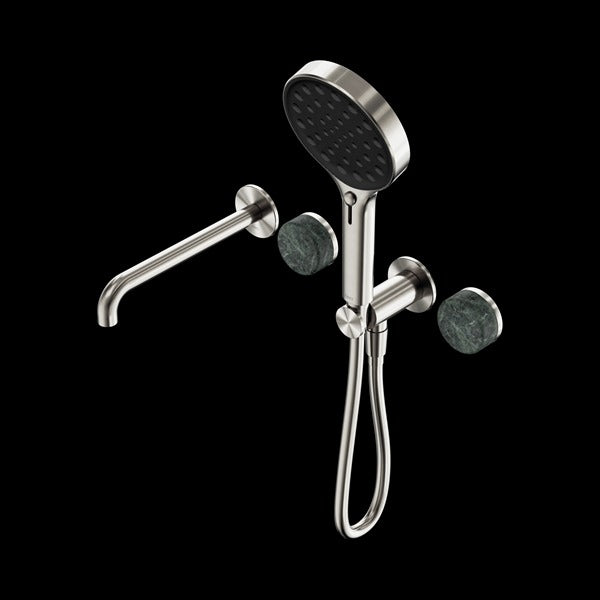 Nero Serenity Progressive Shower System with Spout with Verde Alpi Handle and Serenity Hand Shower