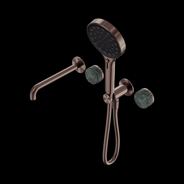 Nero Serenity Progressive Shower System with Spout with Verde Alpi Handle and Serenity Hand Shower