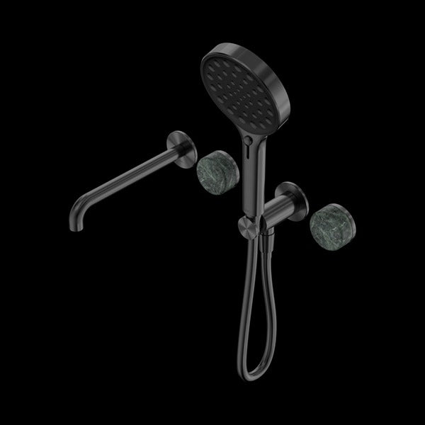Nero Serenity Progressive Shower System with Spout with Verde Alpi Handle and Serenity Hand Shower