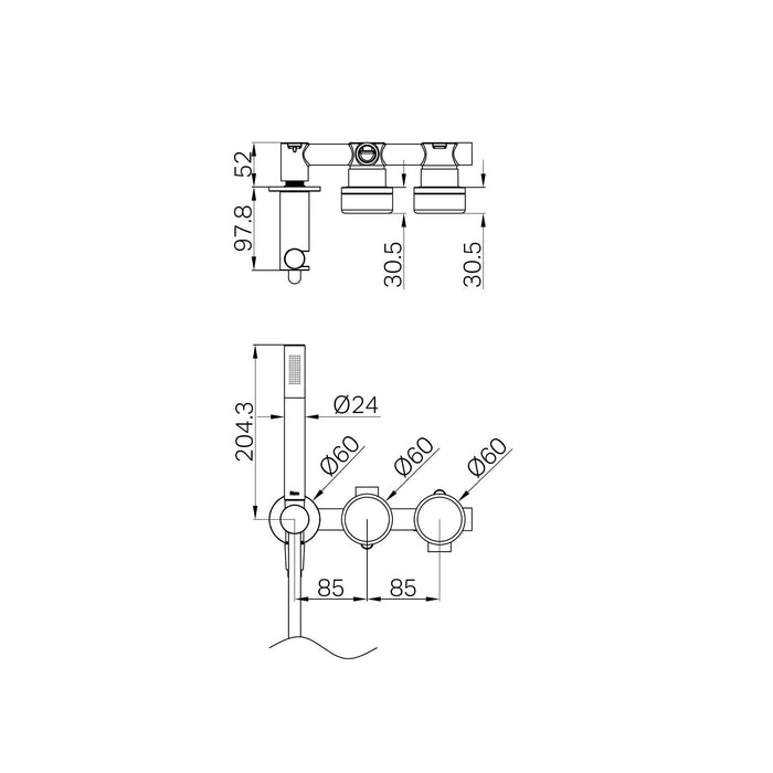 Nero Serenity Progressive Shower System With Rome Travertine Handle And Slim Shower