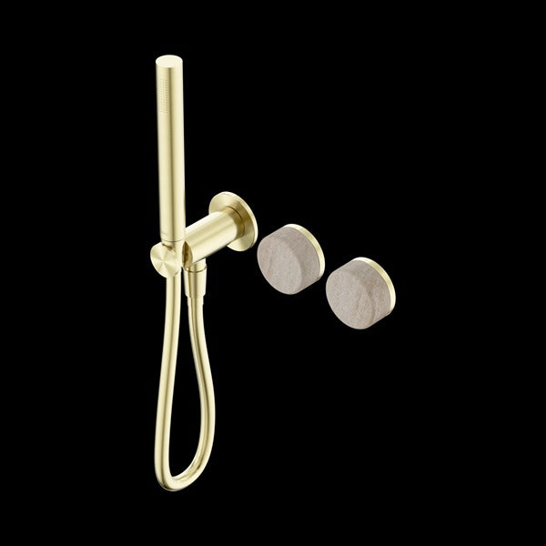 Nero Serenity Progressive Shower System With Rome Travertine Handle And Slim Shower