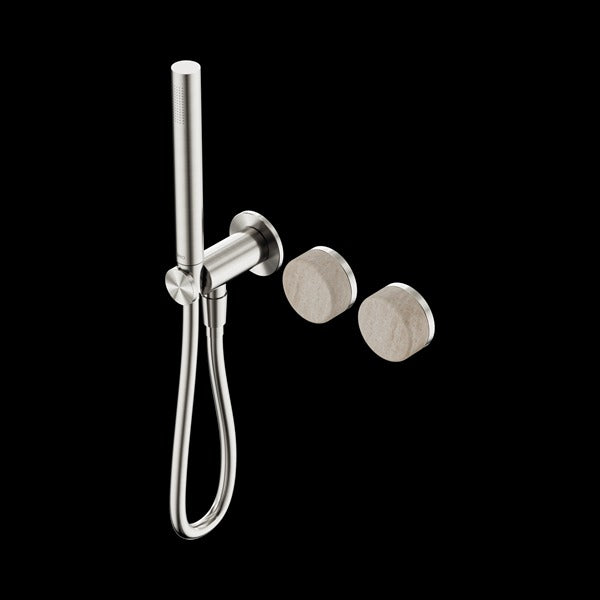 Nero Serenity Progressive Shower System With Rome Travertine Handle And Slim Shower
