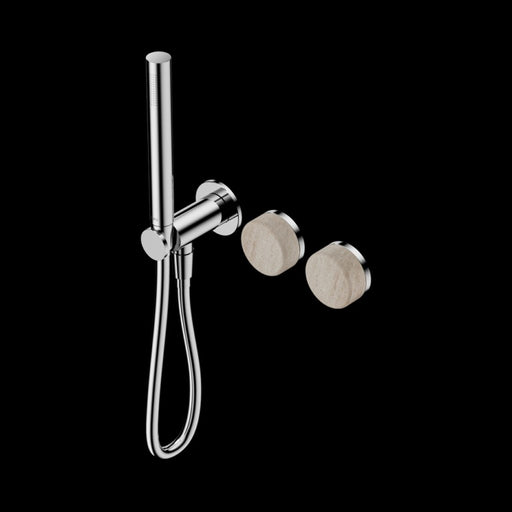 Nero Serenity Progressive Shower System With Rome Travertine Handle And Slim Shower