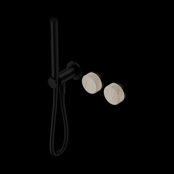 Nero Serenity Progressive Shower System With Rome Travertine Handle And Slim Shower