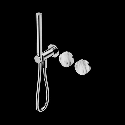 Nero Serenity Progressive Shower System with Arabescato Corchia Handle and Slim Shower