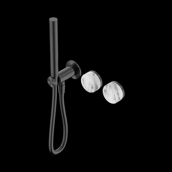 Nero Serenity Progressive Shower System with Arabescato Corchia Handle and Slim Shower