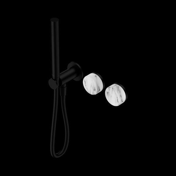 Nero Serenity Progressive Shower System with Arabescato Corchia Handle and Slim Shower