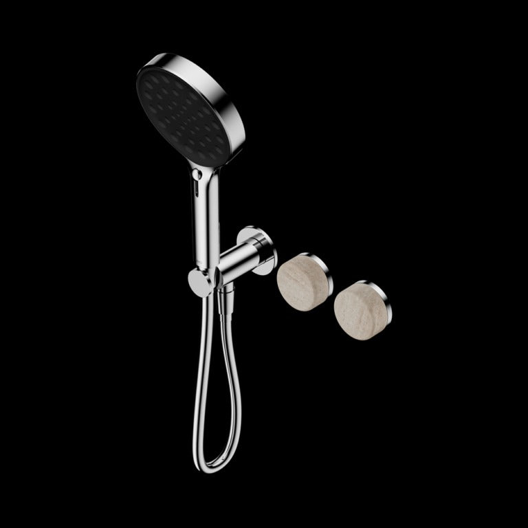 Nero Serenity Progressive Shower System With Rome Travertine Handle And Serenity Hand Shower