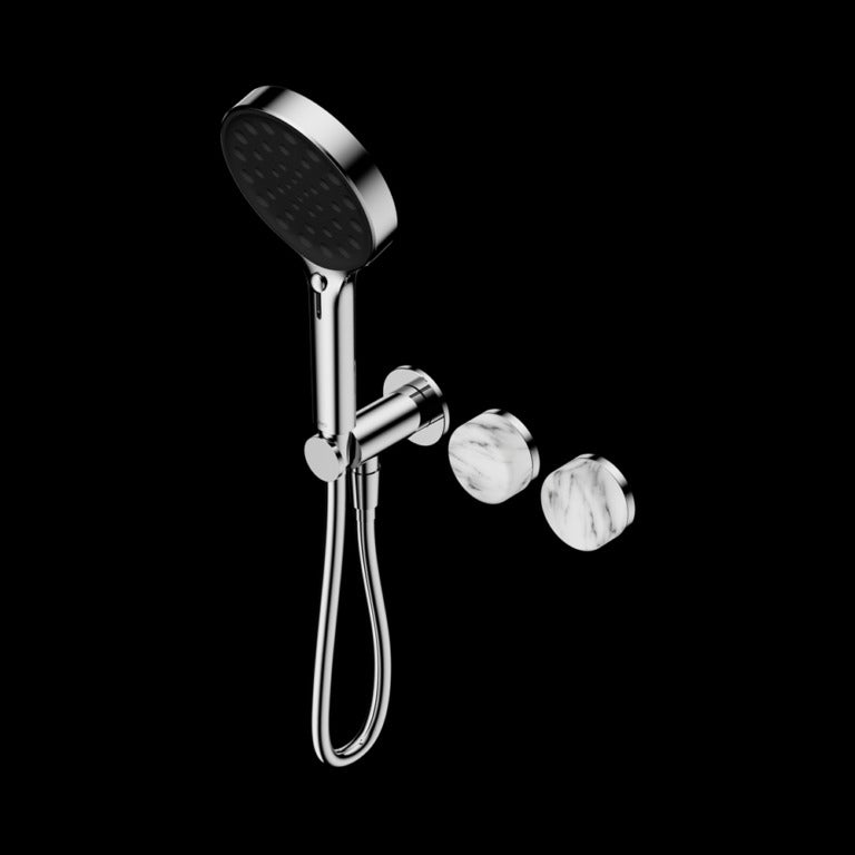 Nero Serenity Progressive Shower System With Arabescato Corchia Handle And Serenity Hand Shower