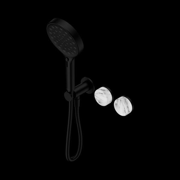 Nero Serenity Progressive Shower System With Arabescato Corchia Handle And Serenity Hand Shower