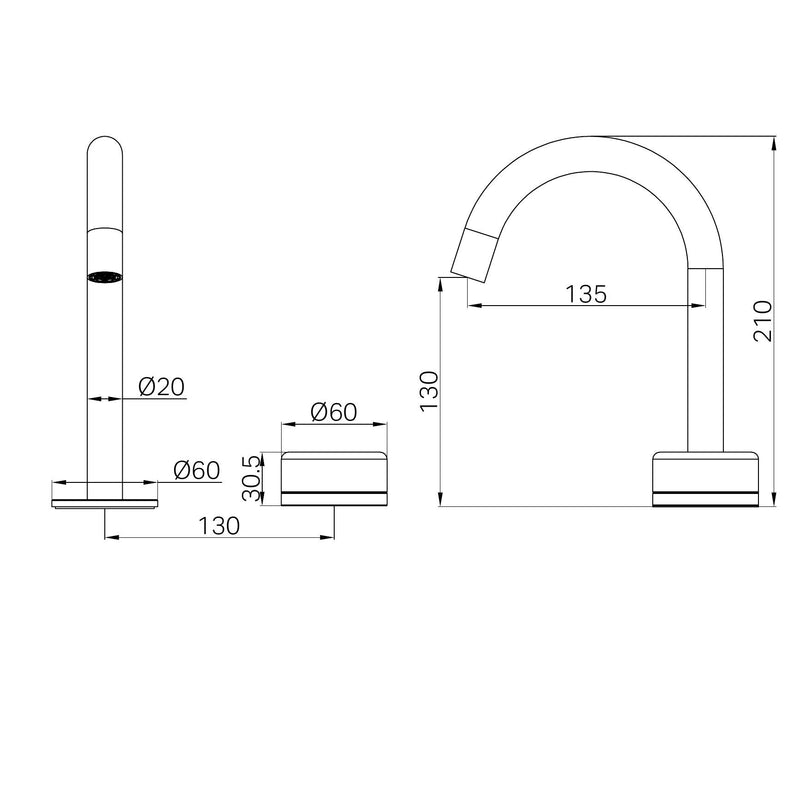 Nero Serenity Progressive Basin Mixer Arc Spout With Carrara Handle