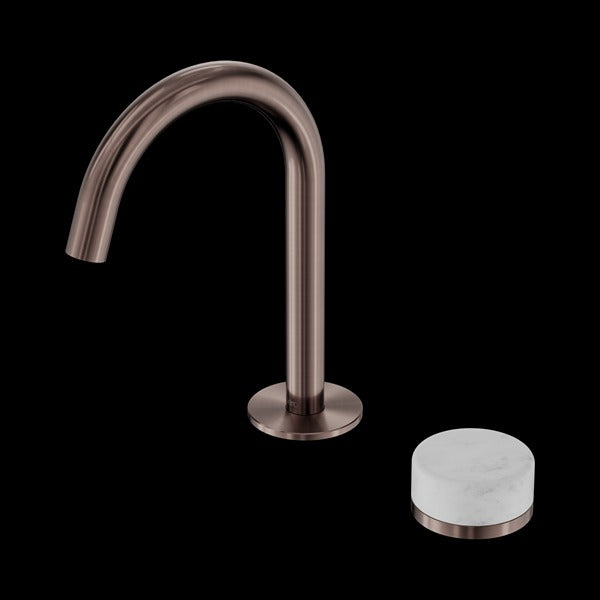 Nero Serenity Progressive Basin Mixer Arc Spout With Carrara Handle
