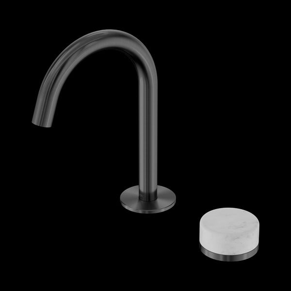 Nero Serenity Progressive Basin Mixer Arc Spout With Carrara Handle