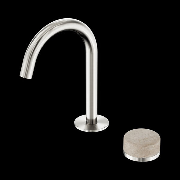 Nero Serenity Progressive Basin Mixer Arc Spout with Rome Travertine Handle