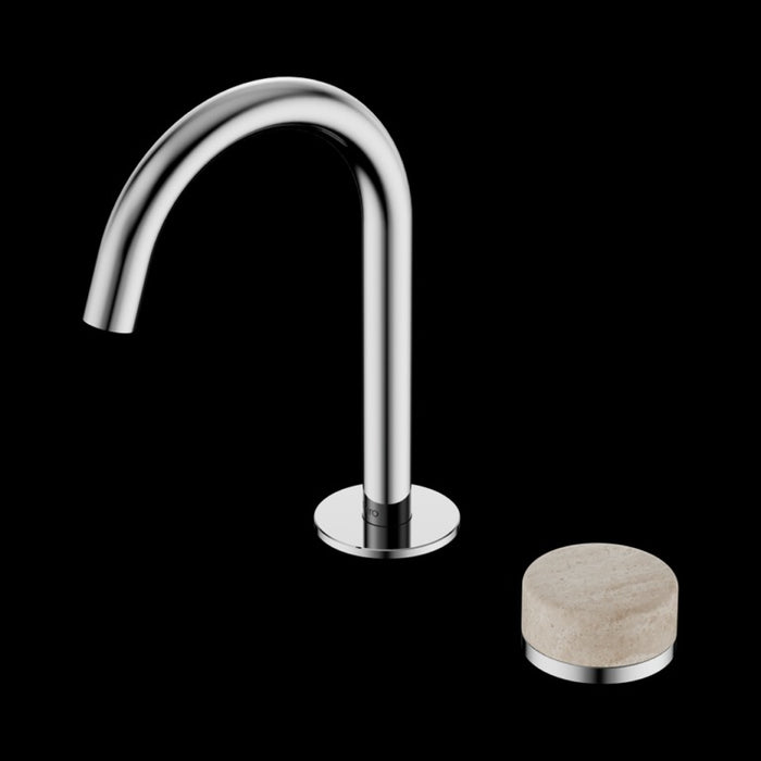 Nero Serenity Progressive Basin Mixer Arc Spout with Rome Travertine Handle