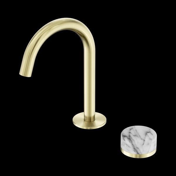 Nero Serenity Progressive Basin Mixer Arc Spout with Arabescato Corchia Handle