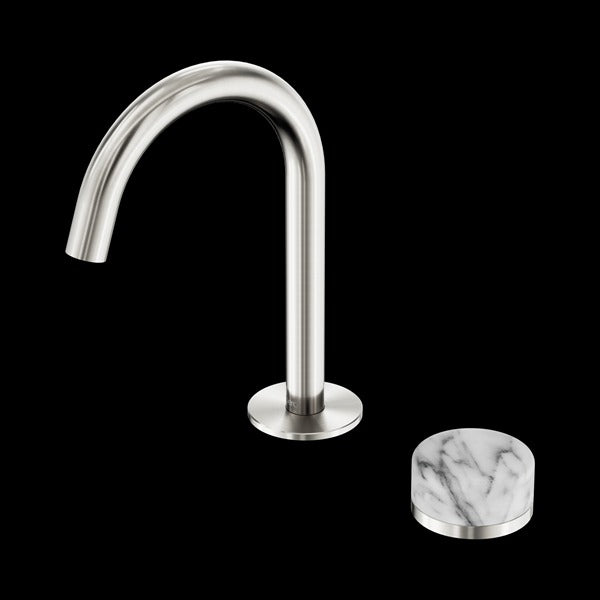 Nero Serenity Progressive Basin Mixer Arc Spout with Arabescato Corchia Handle