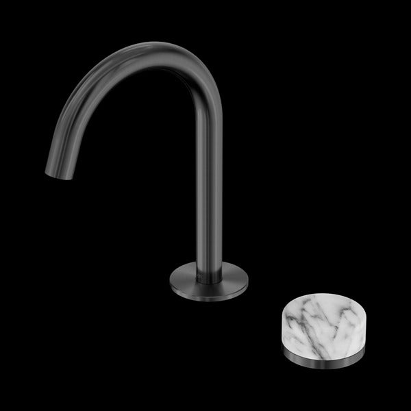 Nero Serenity Progressive Basin Mixer Arc Spout with Arabescato Corchia Handle