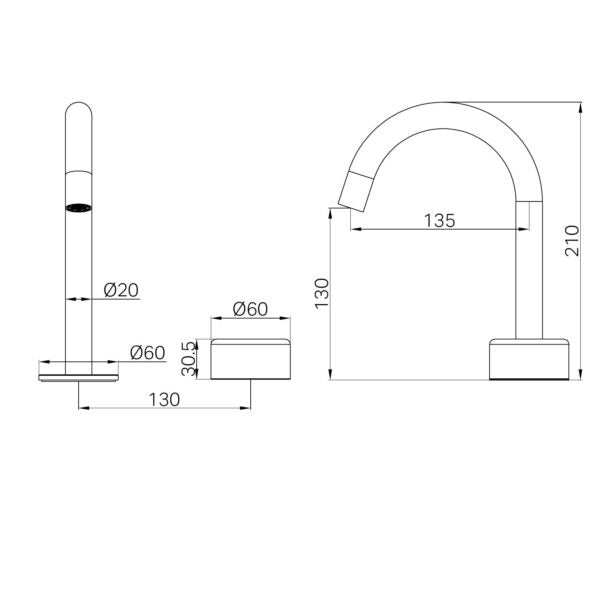 Nero Serenity Progressive Basin Mixer Arc Spout with Metal Handle