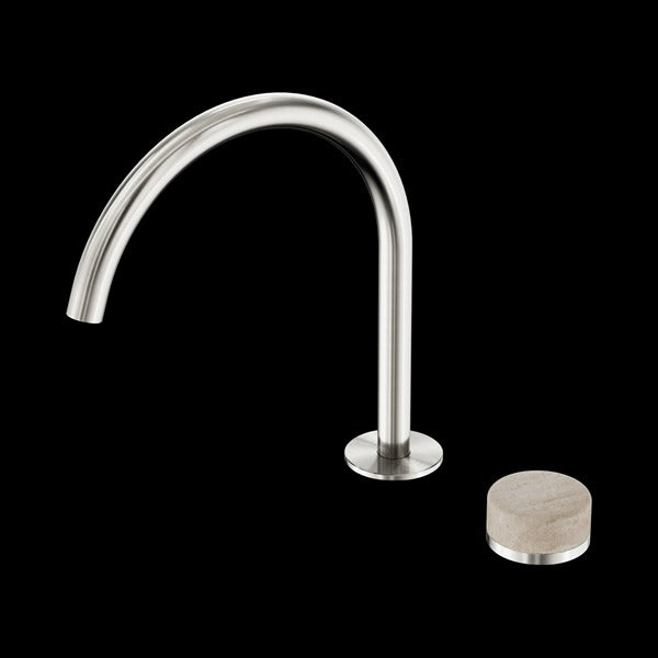 Nero Serenity Progressive Bath/Kitchen Mixer Arc Spout With Rome Travertine Handle
