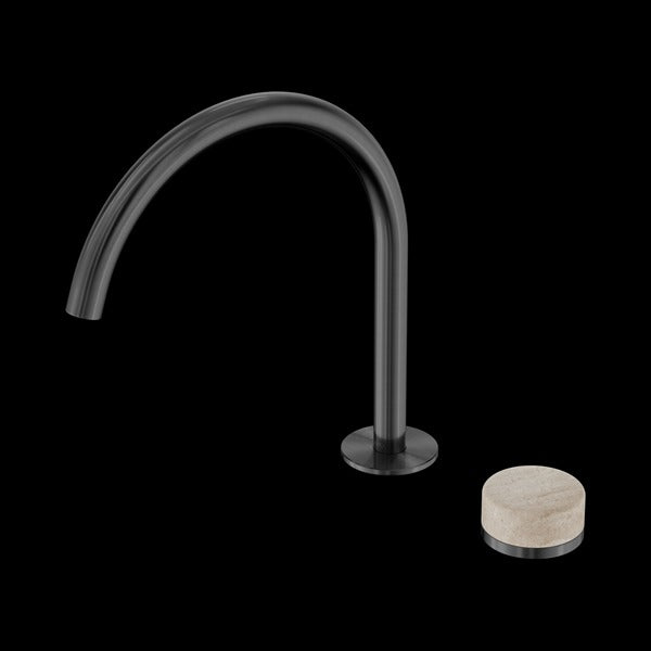 Nero Serenity Progressive Bath/Kitchen Mixer Arc Spout With Rome Travertine Handle