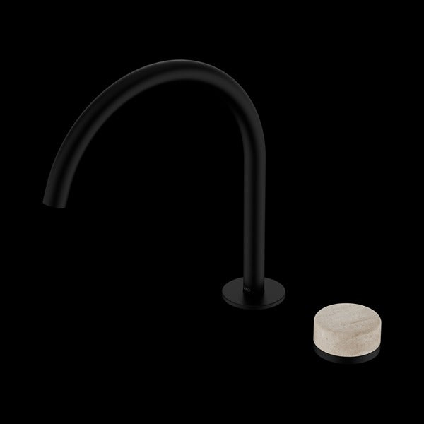 Nero Serenity Progressive Bath/Kitchen Mixer Arc Spout With Rome Travertine Handle