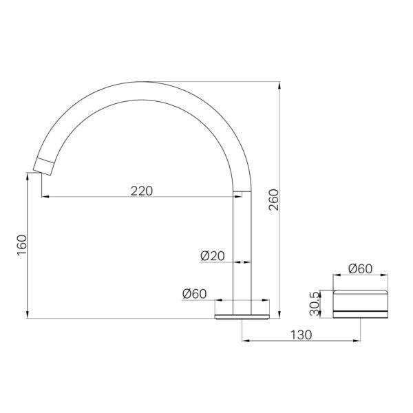 Nero Serenity Progressive Bath/kitchen Mixer Arc Spout with Arabescato Corchia Handle