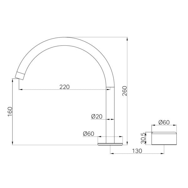Nero Serenity Progressive Bath/Kitchen Mixer Arc Spout With Metal Handle&nbsp;